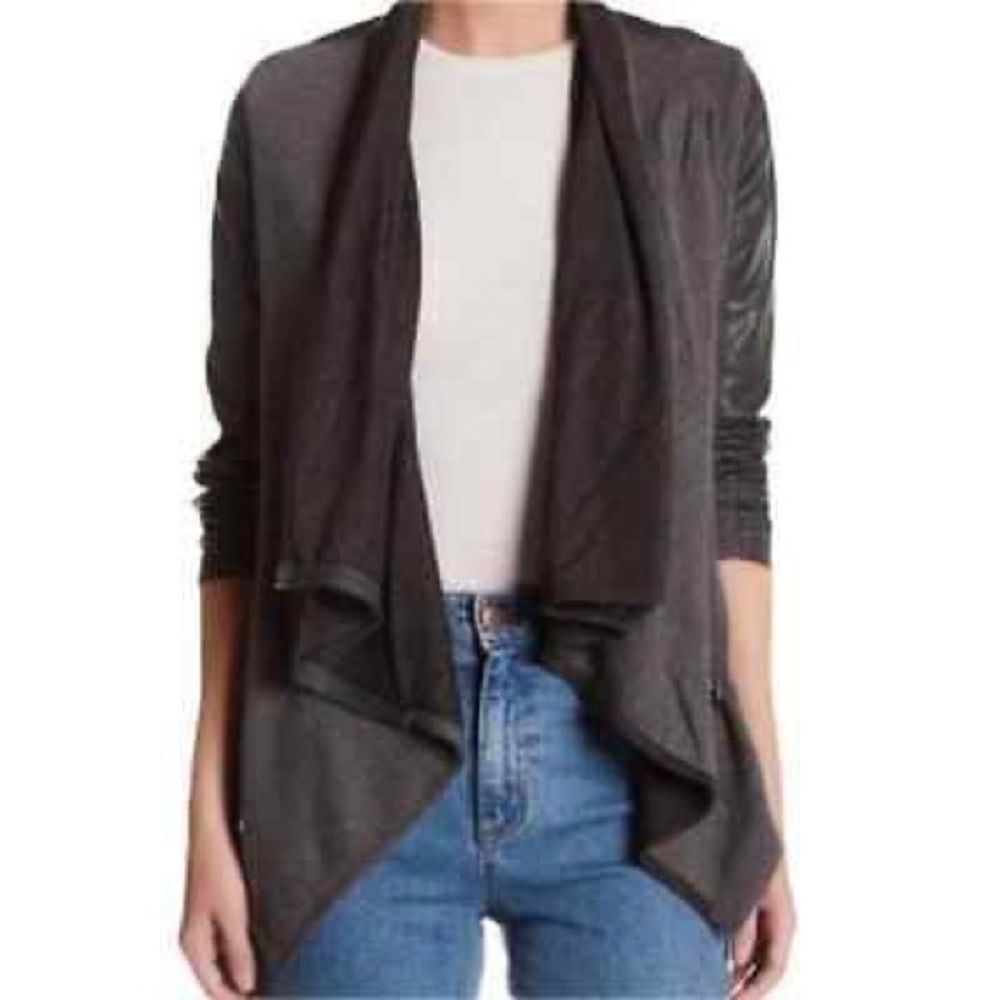 Blank NYC- Private Practice Vegan Leather Draped Jacket Size: L